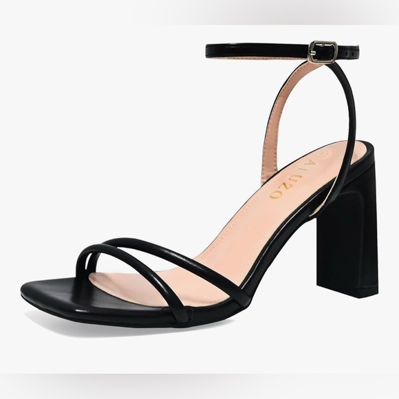 Women's Heeled Sandals Square Open Toe High Heels Crossed Ankle Strap (072) - Picture 1 of 5